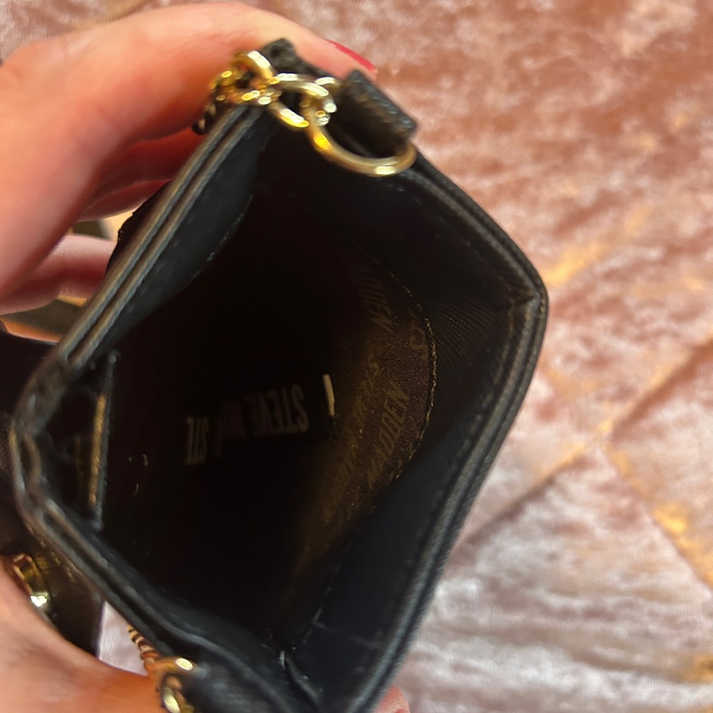 Steve Madden Mini Black Phone Crossbody with Gold Chain - Picture 5 of 10